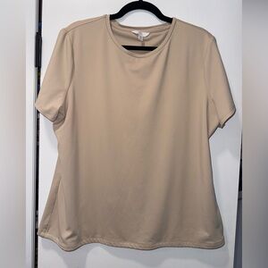 Classic Short-Sleeve Crewneck Top in Beige